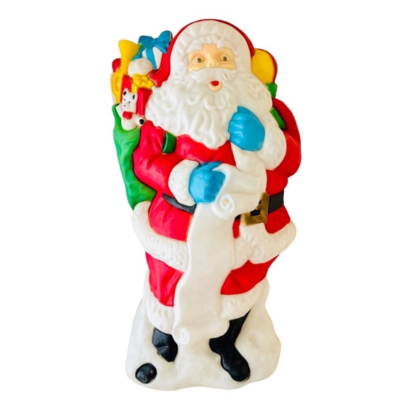 Rare Vintage ”Santa’s Best” Santa w/ Toy Sack Lighted Outdoor Plastic Blow Mold - Picture 1 of 7